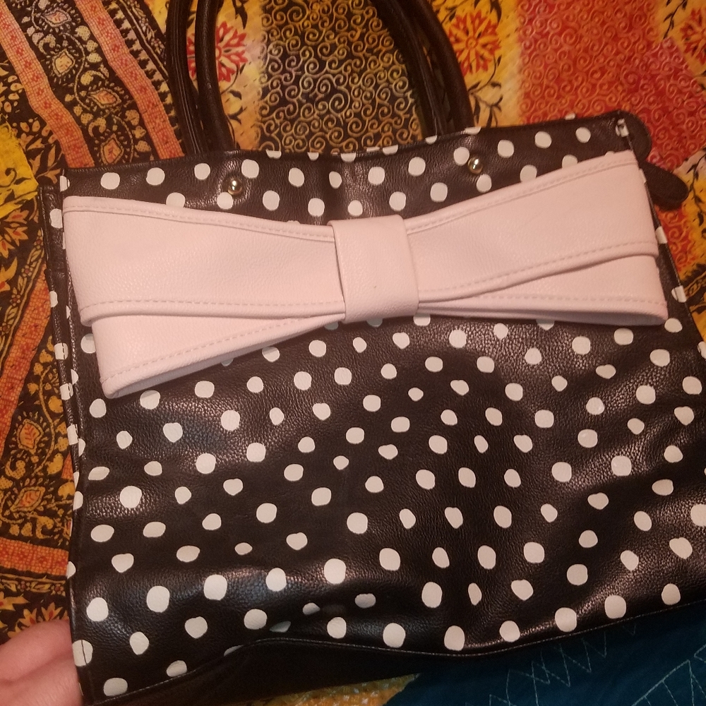 Betsey Johnson Pink Bow Polka Dot Bag